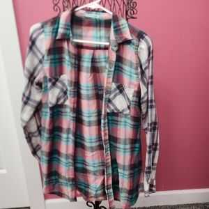 Lightweight button up plaid shirt